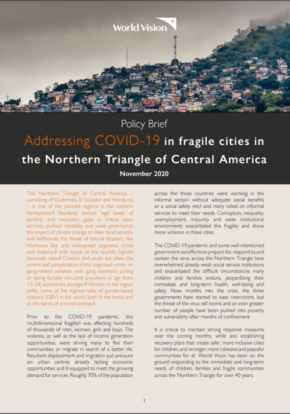 World vision addressing COVID19 in fragile cities