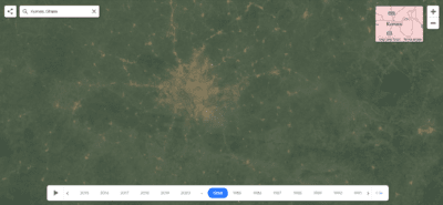 Kumasi in 1984. Google Earth